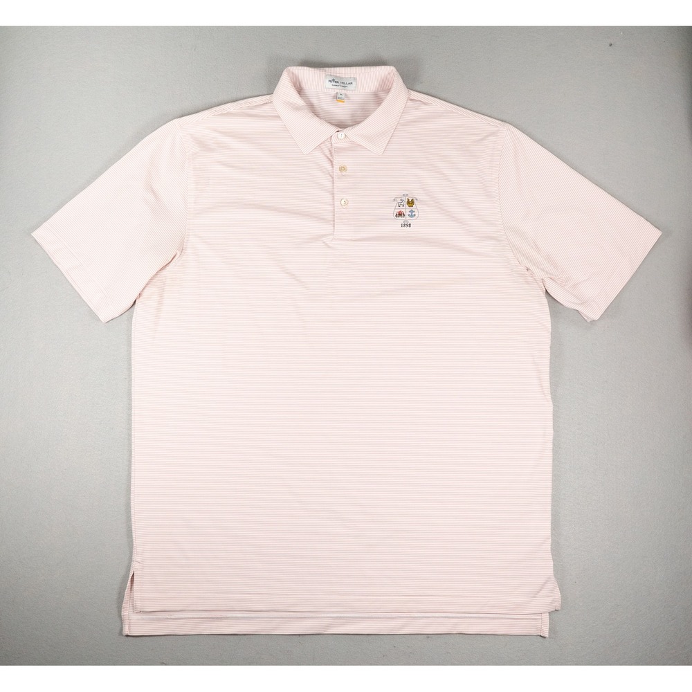 Peter Millar Mens Polo Summer Comfort MS19EK12S Striped Pink White XL Preppy
